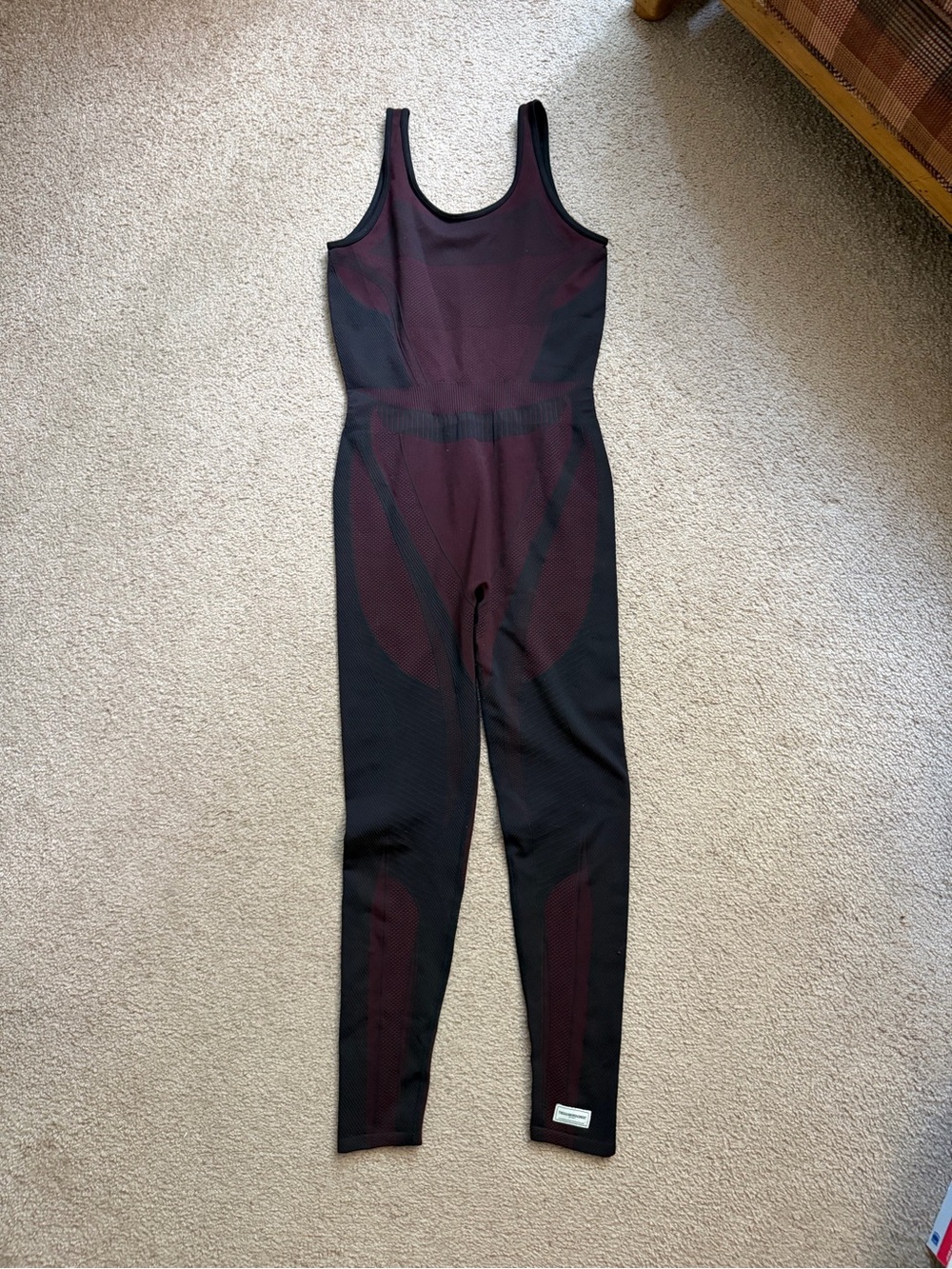 Seamless Burgundy & Black Performance Jumpsuit